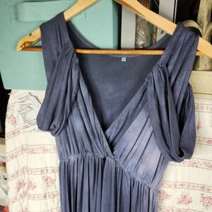 Blue Maxi Dress Cold Shoulder Sleeveless V Neck Casual Summer Dress